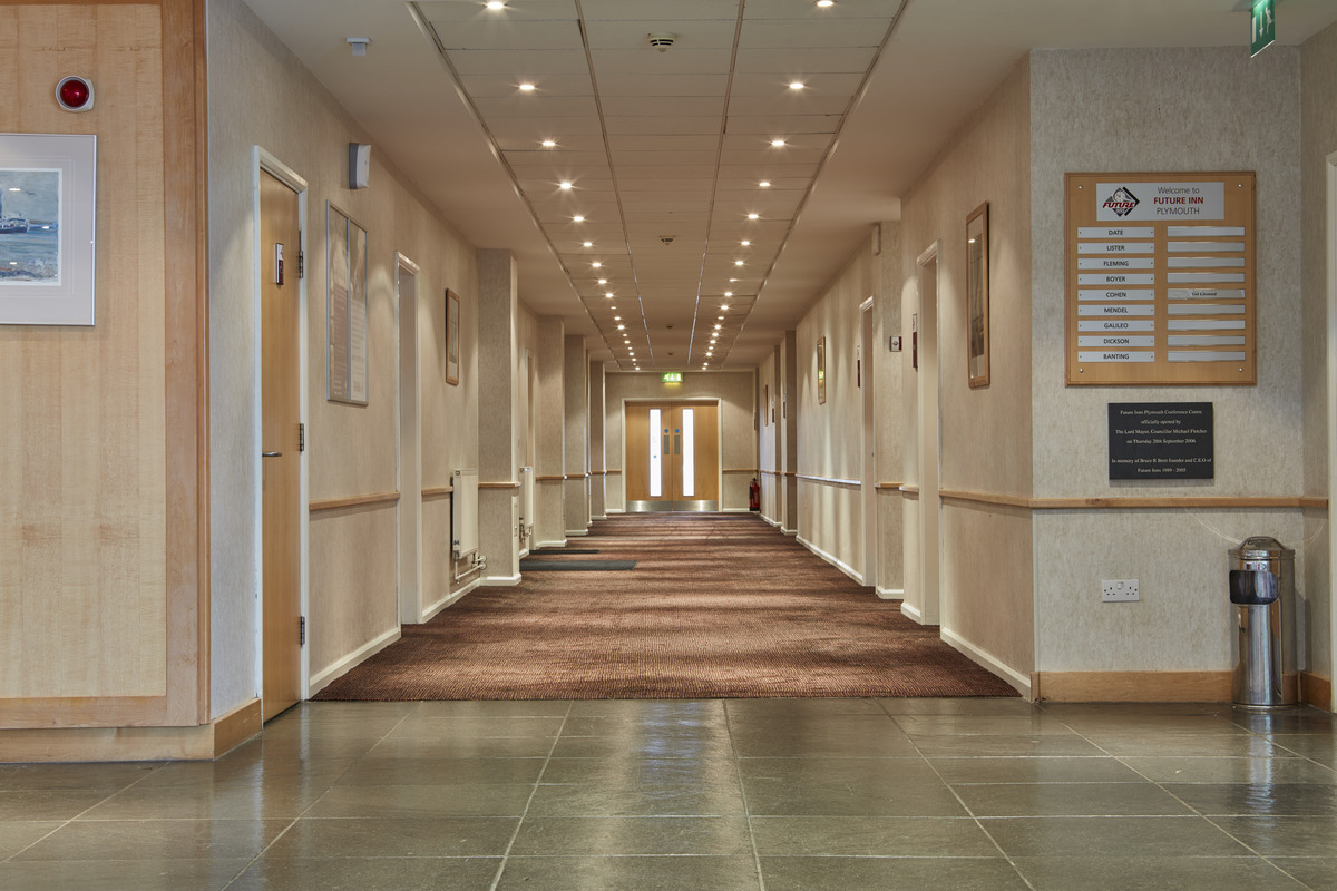 Future Inn Plymouth event, wedding and conference centre corridor which is wide and accessible