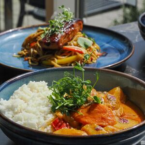 Massaman Thai curry & Teriyaki Salmon.jpg